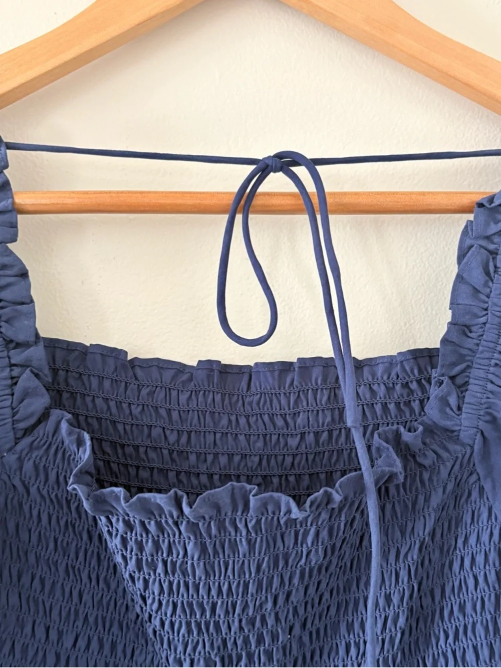 Hill House Home Jewel Jammy Top Navy Blue Smocked Peplum‎ Puff Sleeve Size M